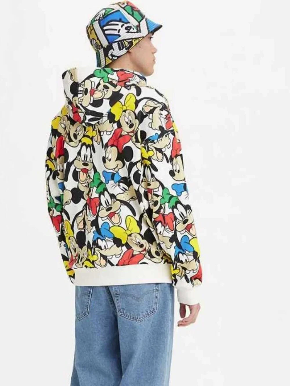 New L Levi's x Disney colab Mickey Mouse all over hoodie